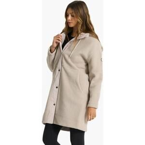 VUORI Sherpa Fleece Quilted Lined Insulated Hooded Trench Jacket Dark Salt Large